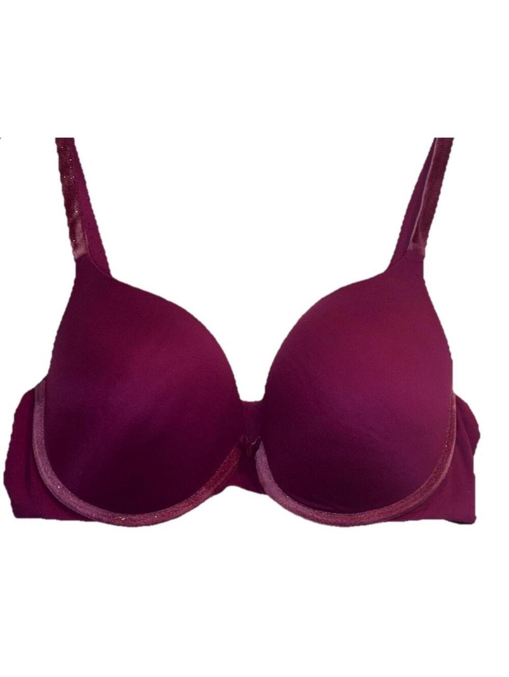 Women's Victoria Secret Body By Victoria Lined Demi Bra 38 D Pink Velvet Strap